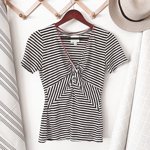 Anthropologie Ett:twa Striped V-Neck Blouse - Picture 1 of 4